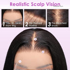 Hermosa 220% 13x4 Lace Front Wigs Human Hair Pre Plucked with Baby Hair 28 inch 12A Brazilian Straight Human Hair Wigs for Women Natural Hairline Natural Color