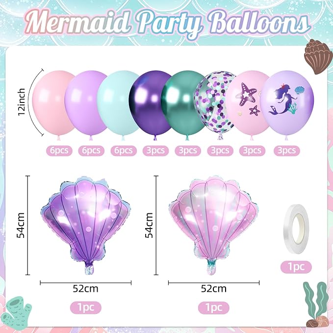 Mermaid balloons Pink Purple - Image 3