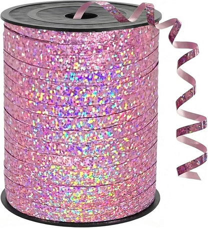 500 Yards Pink Curling Crimped Ribbon Pink Balloon String Shiny Metallic Roll by Unknown