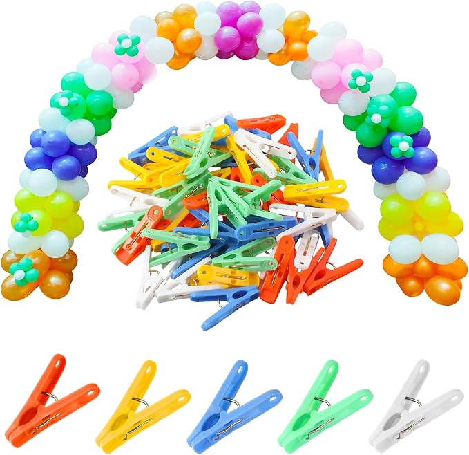 LemonRoad 50 Pack Colorful Balloon Arch Clips Plastic Spring Clamps - Image 7