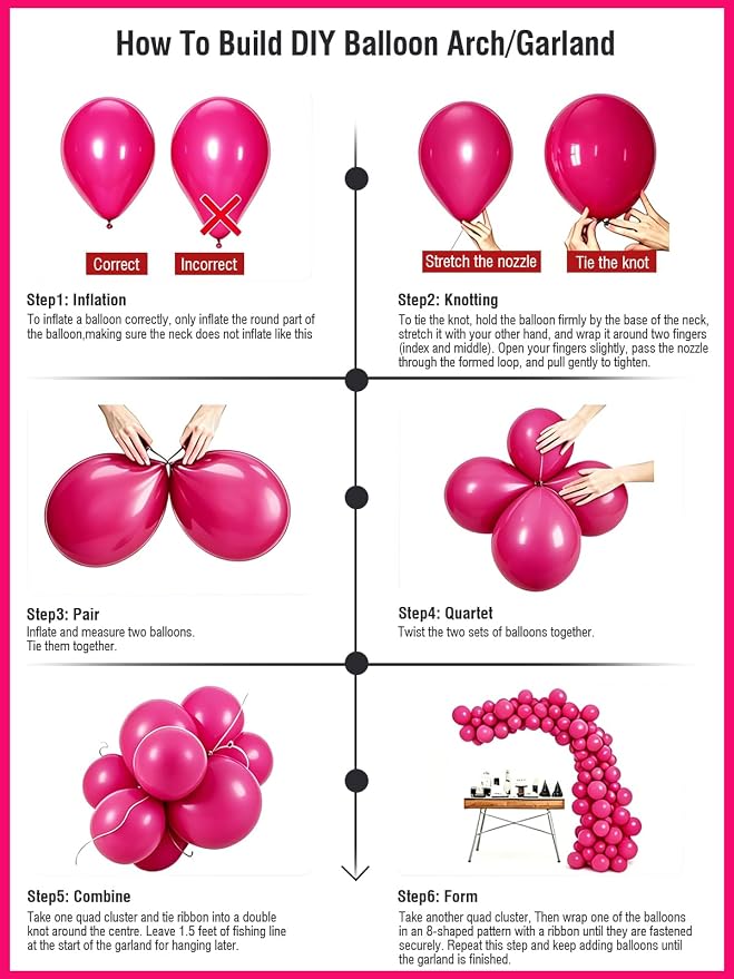 Hot Pink Balloons 12 Inch 60 PCS Magenta Fuchsia Dark Pink Latex Balloons - Image 5