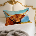 Satin Pillowcase with Zipper for Hair and Skin Farmhouse Highland Cow 1 Pack Soft Silk Pillow Case Standard Size Wrinkle-Free Smooth and Cooling Satin Pillow Cover 20”x26”