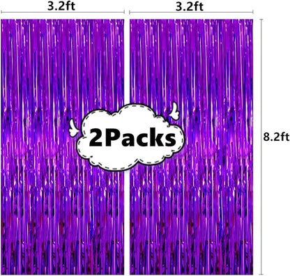 Purple Metallic Tinsel Foil Fringe Curtains - Image 2