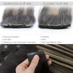 WENNALIFE Seamless Clip In Hair Extensions, 14 Inch 130g 7pcs Natural Black to Light Blonde Hair Extensions Clip in Human Hair Invisible PU Skin Weft Natural Remy Human Hair Extensions