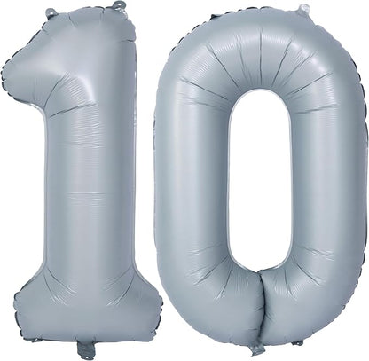 40 In Matte gray Number Balloon Helium Foil Mylar Birthday Balloon Digit 10 | by Exquisitehighqualitypartydecorationstomeetyoureveryneed%EF%BC%81