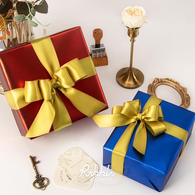 Ribbli Gold Double Faced Satin Ribbon, 1” x Continuous 25 Yards, Use - Image 3