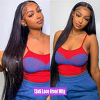 13x6 Straight Lace Front Wigs Human Hair HD Transparent Lace Front Wigs for Black Woman Brazilian Pre Plucked Natural Color 26 Inch