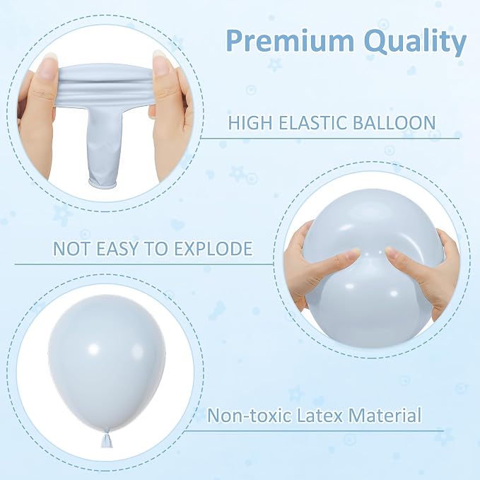 164Pcs Dusty Blue White Balloons Garland Arch Kit Different Size | 18 12 10 5 - Image 6