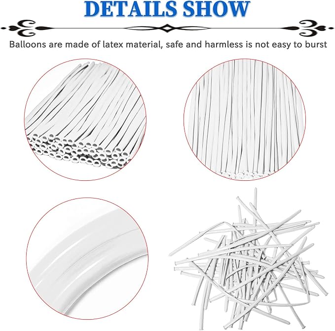 White 260 Balloons, Thickening Long Balloons - Image 2