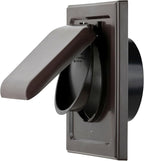 NO-PEST VENT, Exclusive Dual Door Dryer Vent Cover Outdoor 4 inch with Collar, Made in USA w Highest UV Resistant Plastic in any Outdoor Vent Cover (Brown, 4" Plastic WIth Collar)