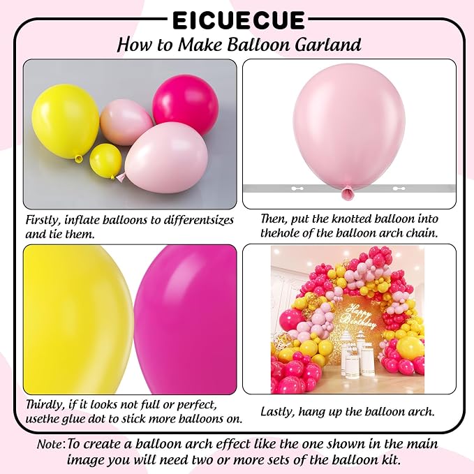 Pink and Yellow Balloons Garland Arch Kit 150Pcs - Image 3