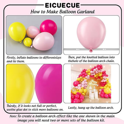 Pink and Yellow Balloons Garland Arch Kit 150Pcs - Image 3
