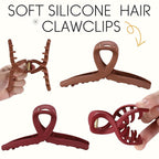 4Pcs Cloud Claw Clips for Women, 4.7 Inch Non-Slip Strong Hold Hair Claws, Unbreakable & Durable TPEE-Silicone Blend, Large Bendable Cozy Hair Clip for Thin/Thick/Curly Hair, All-Day Comfort