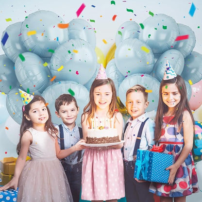 20PCS Round Shaped Foil Balloons, 18 Inch Round Foil Balloon, Retro Blue Round - Image 7