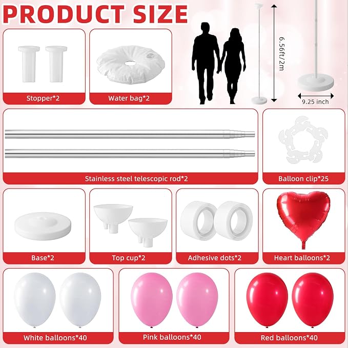 Hungdao 2 Sets Wedding Day Balloon Column Stand Kit - Image 2