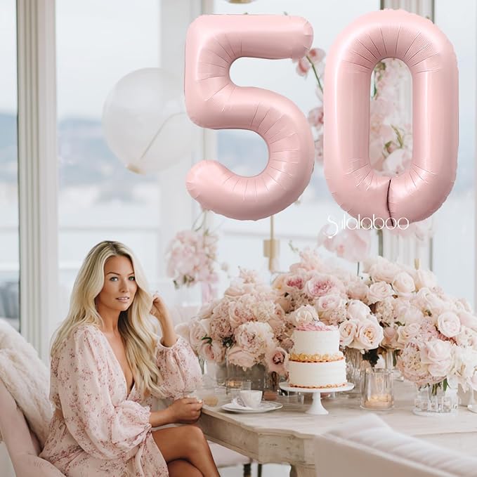 40 Inch Light Pink Number 50 Balloon 0-9 50th Foil Big Giant | Digital - Image 3