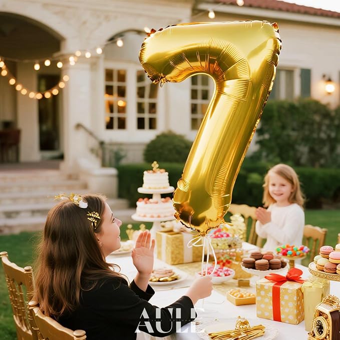 AULE 40 Inch Gold 7 Balloon Number Foil 0-9 Birthday Big Numbers | Birthday - Image 3