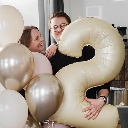 40 Inch Cream Number 0 Balloon, Digital 0 Cream White Giant 0 Foil Balloon - Image 5