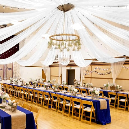 8 Panels White Ceiling Drapes for Wedding 5ftx10ft Arch Draping Fabric Sheer by Showgeous