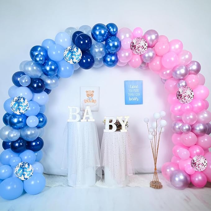 Pink Blue Balloons Pastel Blue and Pink Confetti Balloons Gender Reveal Boys or - Image 8