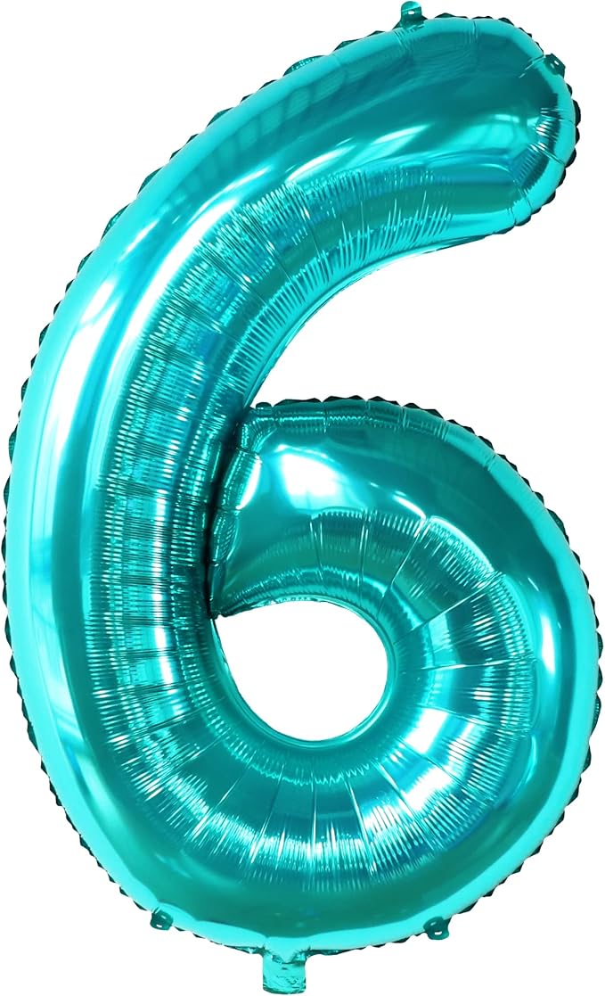 KatchOn, Giant Teal Blue Number 6 Balloon - Image 9