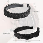 2PC Braided Headband with Tooth – Wide Faux Hair Braid Wig Hairband, Messy Fishbone & Geflochten Haarband Shape – for Women Fashion Accessories for Oktoberfest, Wedding, Parties, Comb Fit(Black)