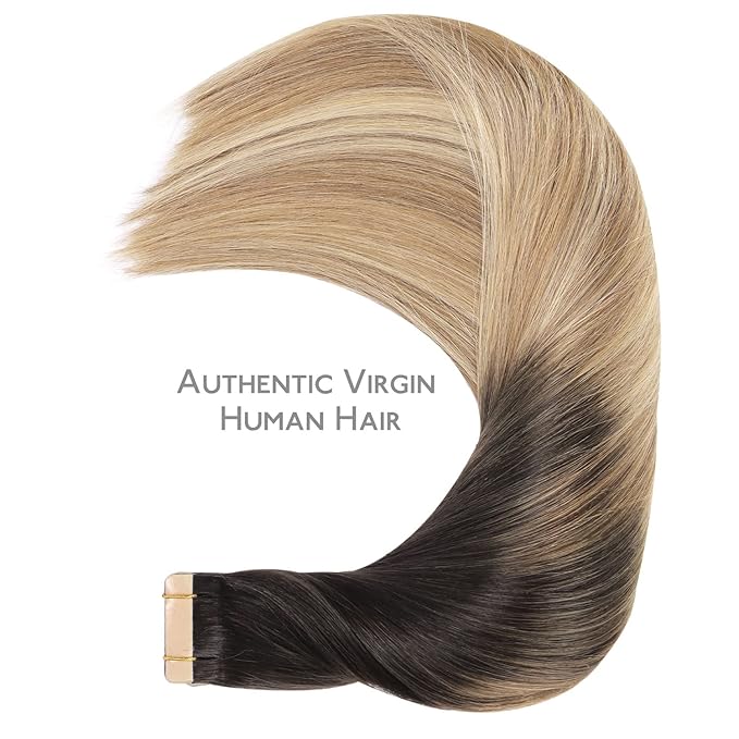 WENNALIFE Tape in Hair Extensions Human Hair, 20pcs 24 inch 50g Dark Brown to Chestnut Brown and Dirty Blonde Remy Tape Hair Extensions Real Human Hair Tape Extensions Coloured Hair Extensions