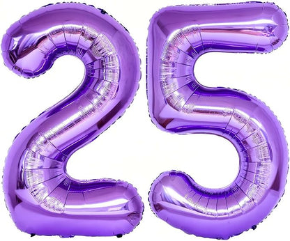 Purple 25 Number Balloons, 40 Inch Giant Number 25 Balloons Foil Mylar Helium by Lovoir