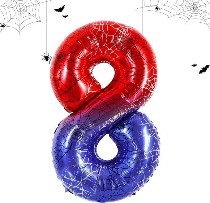 40 Inch Red Blue Number 8 Balloon by Vuzvuv