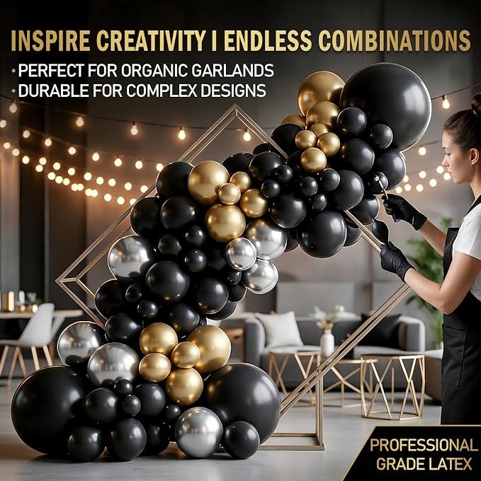 Pro Duralatex Black Extra-Thick Balloons 100 Pack 12 inch | Black Balloons - Image 6