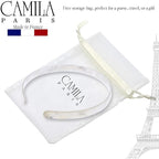 Camila Paris CP3351 French Headband for Women, Handmade White, Strong Hold Grip Women's Hair Band, Ligth and Very Flexible, No Slip and Durable Styling Girls Hair Accessories, Made in France