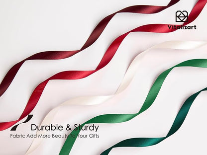Vitalizart Green & Red Ribbons for Crafts 3/8" x 50Yds Double-Faced Satin Ribbon - Image 4
