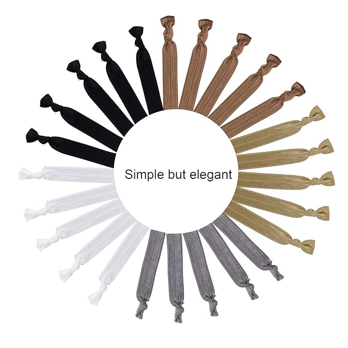 79STYLE 100pcs Neutral Color Elastic Ribbon Hair Ties No Crease Knotted Ponytail Holders Fabric Hair Ties For Women Fine Curly Hair (Neutral Colors)