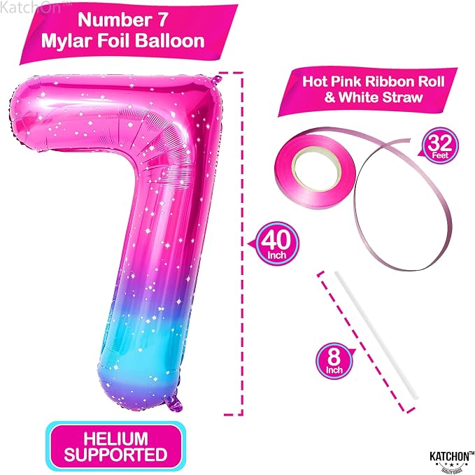KatchOn, Rainbow Number 7 Balloon - Image 3