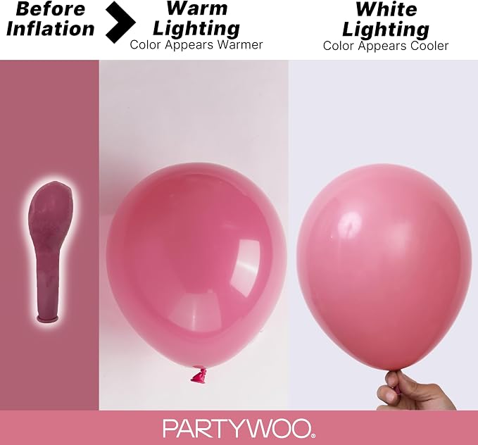 PartyWoo Mauve Dusty Balloons 100pcs Pink Rose Color 18 12 10 5 Inch | Balloons - Image 3