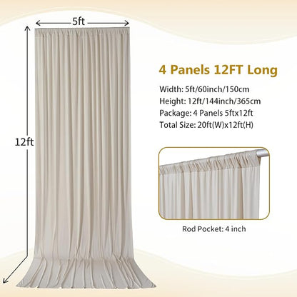 20×12ft Wrinkle Free Beige Backdrop Curtain - Image 4