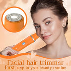 Facial Hair Removal for Women - Waterproof 2 in1 Rechargeable Eyebrow Facial Trimmer and Bikini Trimmer for Women, Painless Face Electric Razor/Shaver for Lip, Arms, Face, Peach Fuzz