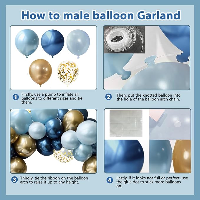 Blue and Gold Balloons Arch Kit - Image 3