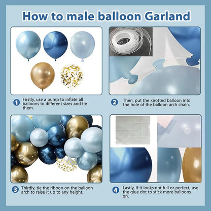 Blue and Gold Balloons Arch Kit - Image 3