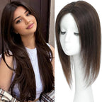 Hair Toppers for Women Real Human Hair, 360°3D Topper for Women with Thinning Crown Wispy Clip in Bangs Breathable Hand Tied Craft Big Coverage Hairpieces(Mocha（Big Coverage）, 14 Inch-3D-Side)