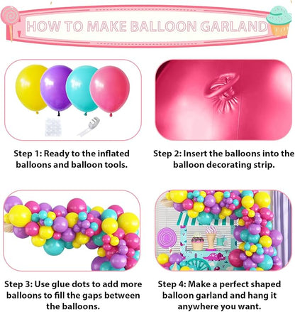Pink Purple Blue Balloon Arch - Image 5