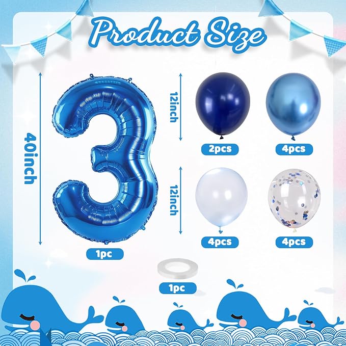 Navy Blue 3rd Birthday Balloon - Image 2