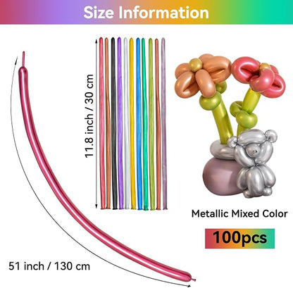 Metallic Multi Long Balloons Premium 260 Twisting Animals Magic Balloons - Image 2