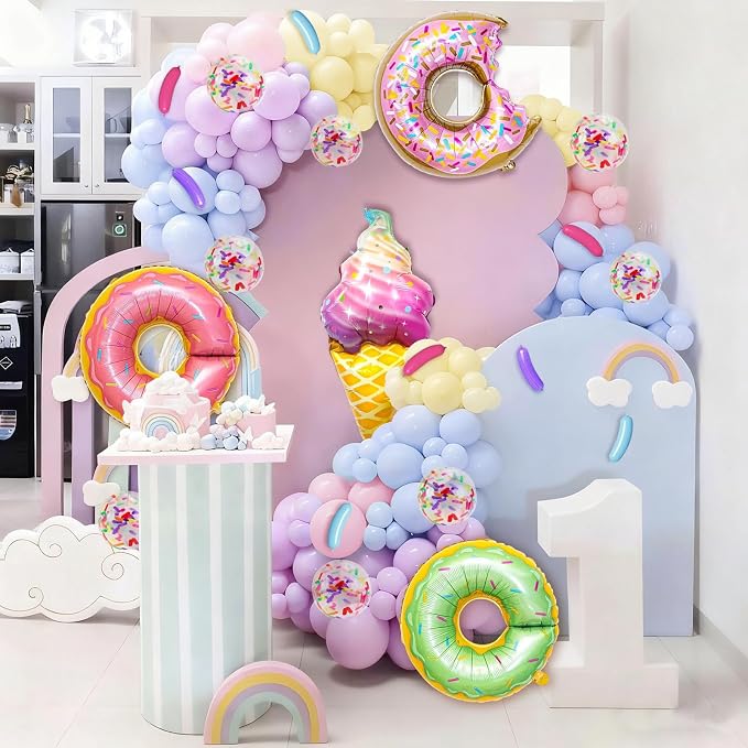 Pastel Donut Balloon Arch Garland Kit, Tattoo - Image 3