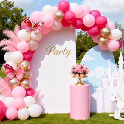 Pink Balloons Set, 12inch Retro Pastel Hot Light Pink Rose Gold White Latex - Image 6