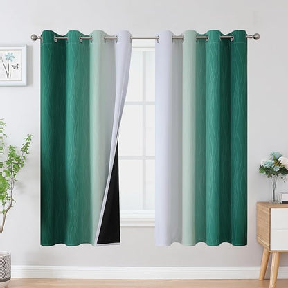 Green and Greyish White Blackout Curtains by ESTELARTEXTILER