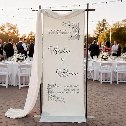 Personalized Fabric Wedding Welcome Sign, Cotton Linen Banner - Image 2