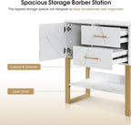 BarberPub Beauty Barber Station, Spa Wall Mount Storage Cabinet, Styling Salon Equipment for Hair Stylist, Bathroom Dresser with Drawers & Shelf 3185 (White)