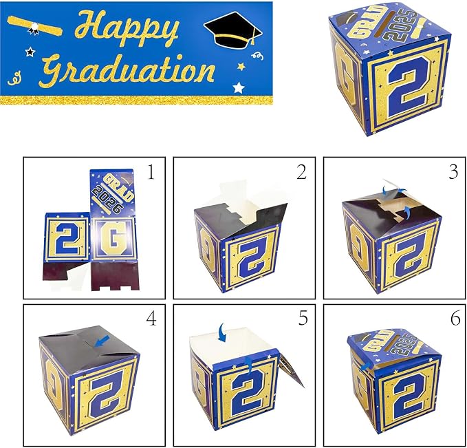 Graduation Decorations 2026 Navy Blue and Gold Balloon Boxes, Class of 2026 - Image 8