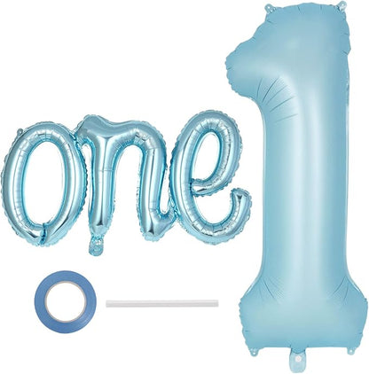 2 Pcs One Balloon Set, 40 Inch Number 1 Balloon and 41 Inch Script Letter One by AIQINHU